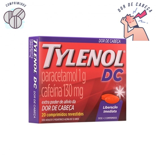 Tylenol DC 20 comprimidos (paracetamol 1 g+cafeína 130 mg )